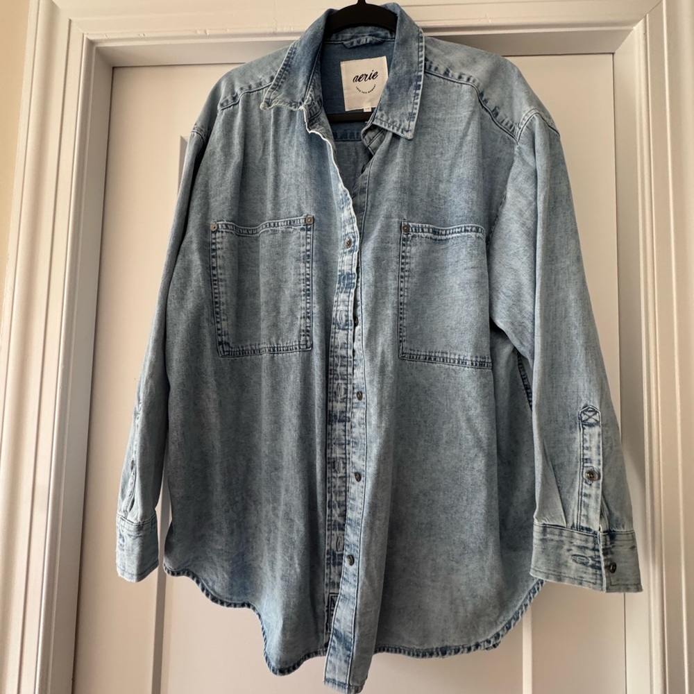 Aerie Soft Blue Denim Top